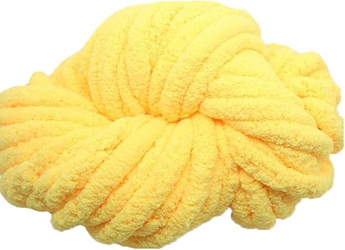 Hilo de chenilla de 8.82 oz/8 onzas, 100% poliéster, hilo grueso vegano, hilo de felpilla de punto amarillo jumbo, para tapete de mascotas, sombrero