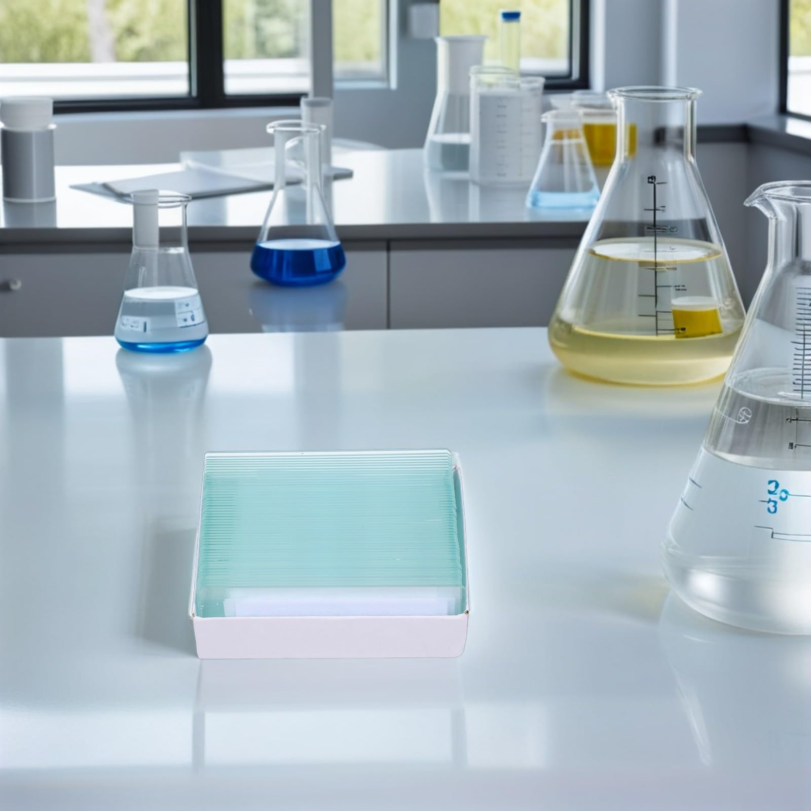 50 Portaobjetos de Vidrio Cóncavo Simple para Muestras Acuáticas, 50 Unidades, Material de Vidrio Resistente, Tamaño Estándar, Accesorios para Laboratorio Científico