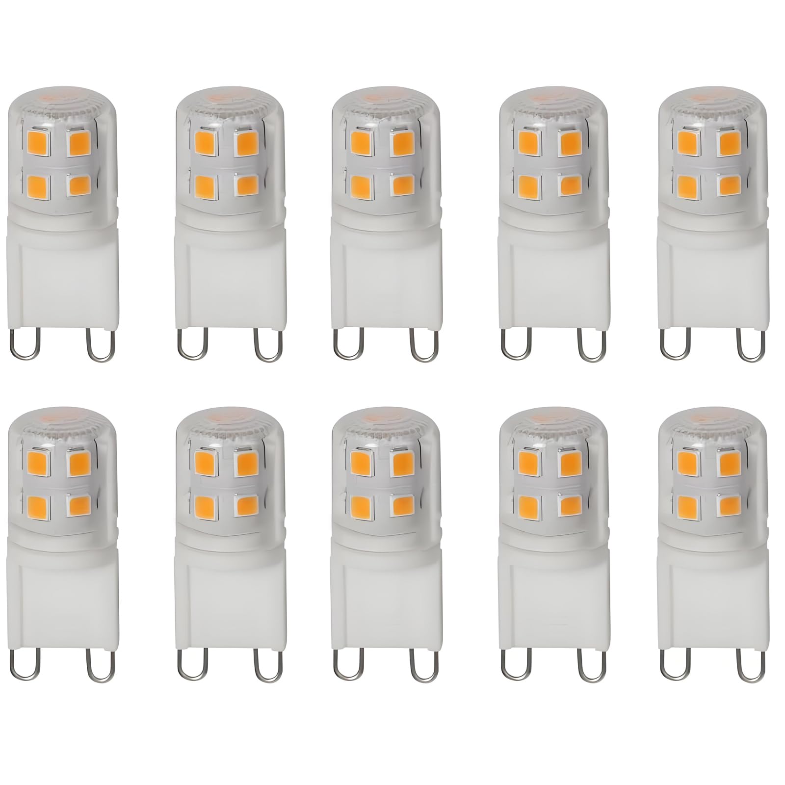 WULUN G9 LED Light Bulb 2W Warm White 3000K, 20W 25W Halogen Bulbs Replacement, Non Dimmable, G9 Pin Base Light Bulb, AC220-240V, 360°Beam Angle, 10 Pack