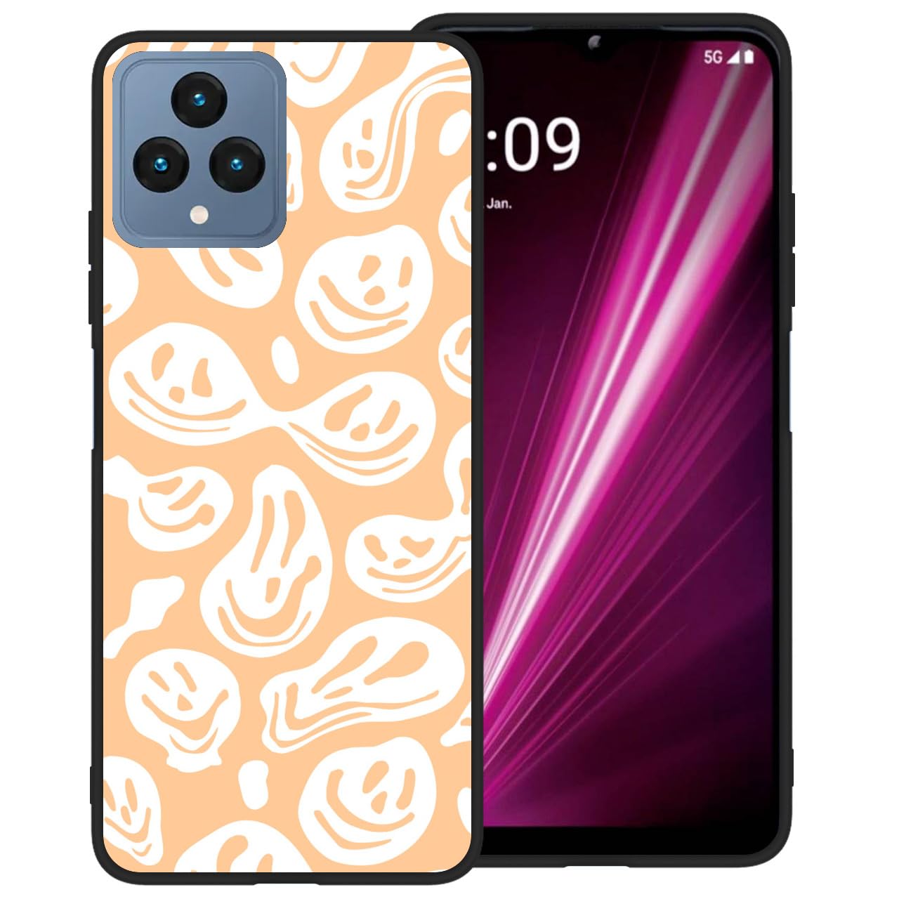 Amazon.com: zaztify Phone Case for T-Mobile REVVL 6/T Phone 5G, Pastel  Orange White Funny Trippy Dripping Smile Melted Hippie Smiling Skull Ghost  Face Cute Shockproof Protective Anti-Slip Soft Cover Shell : Cell