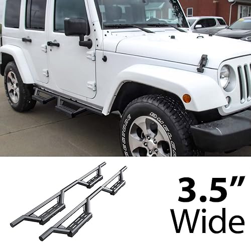Miniatura 2 de HD Ridez Armadura de escalones de acero inoxidable compatible con Jeep Wrangler JK 2007-2018 de 4 puertas (los estribos laterales de fábrica o