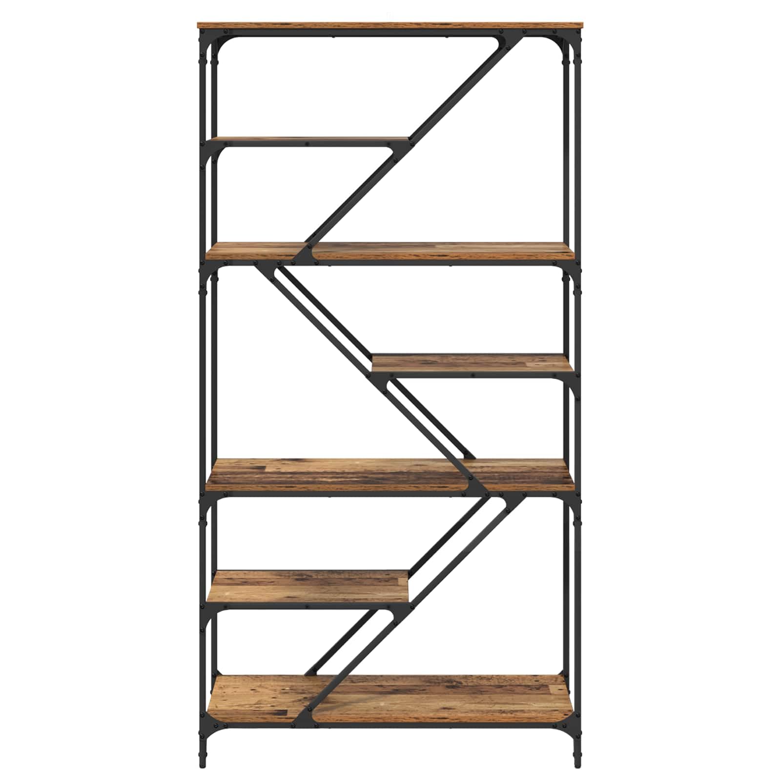 vidaXL Półka na książki Stare drewno 91 x 36 x 176 cm, Nowoczesna przechowalnia w salonie, prostokątne regały, trwałe półki, systemy wolnostojące do organizacji