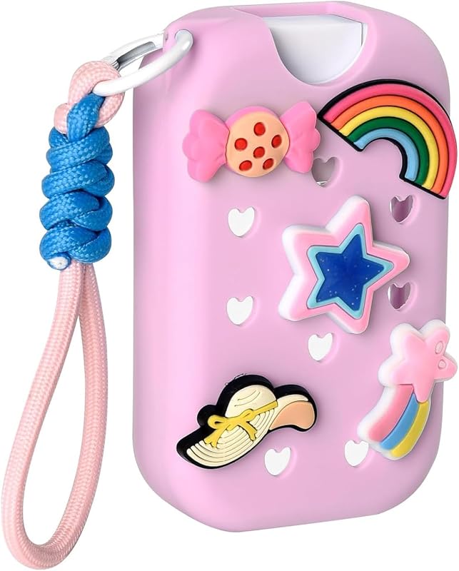 Estojo de silicone Addoklm para frasco spray Touchland de 45 mL com frasco recarregável, 5 acessórios decorativos e chaveiro, rosa