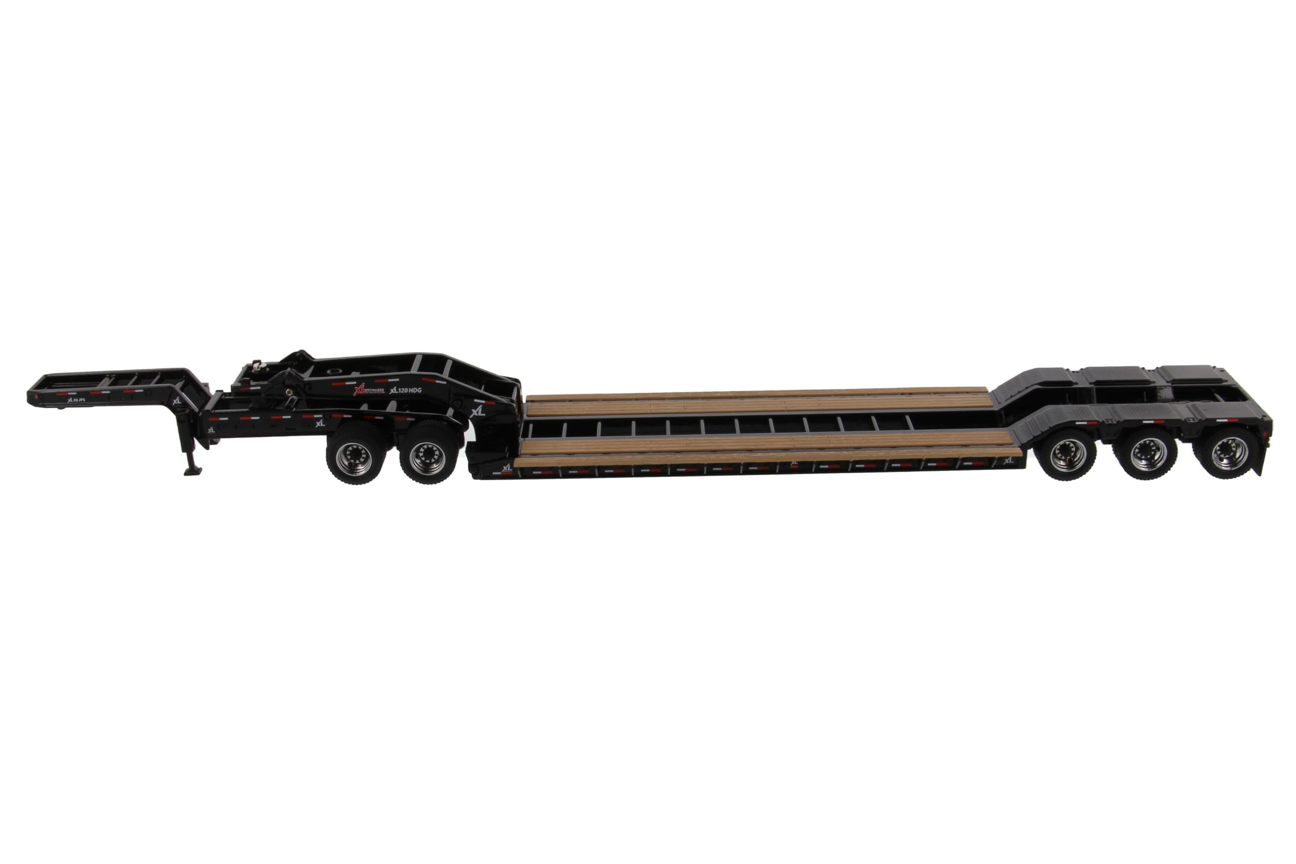Diecast Masters 1:50 XL 120 HDG Drop Deck Trailer w/Jeep, Black, 91033 | Mit Boostern und Jeep, Displayfenster-Box, detailgetreuer Schwerlastauflieger, 91033