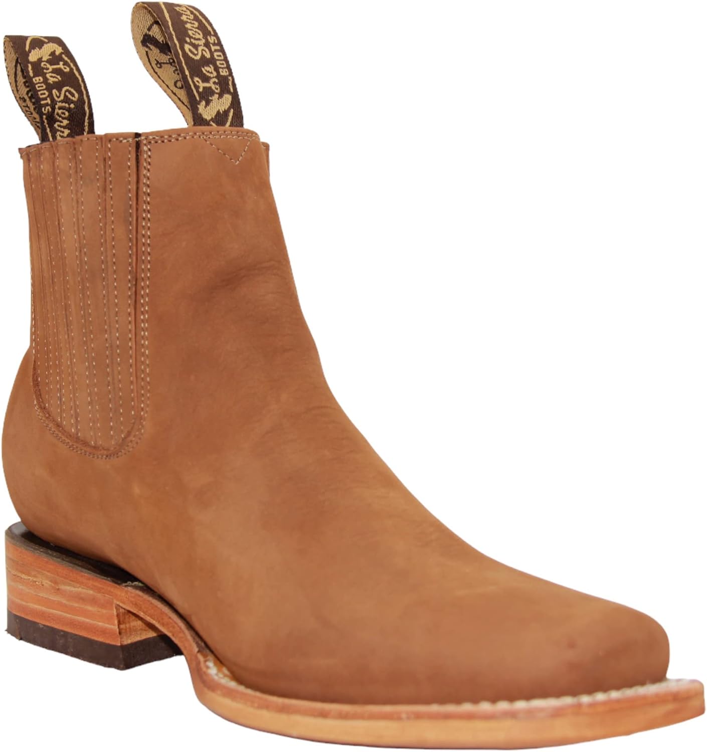 The Western Shops Men's Genuine Leather Square Toe Short Ankle Rodeo Cowboy Boot