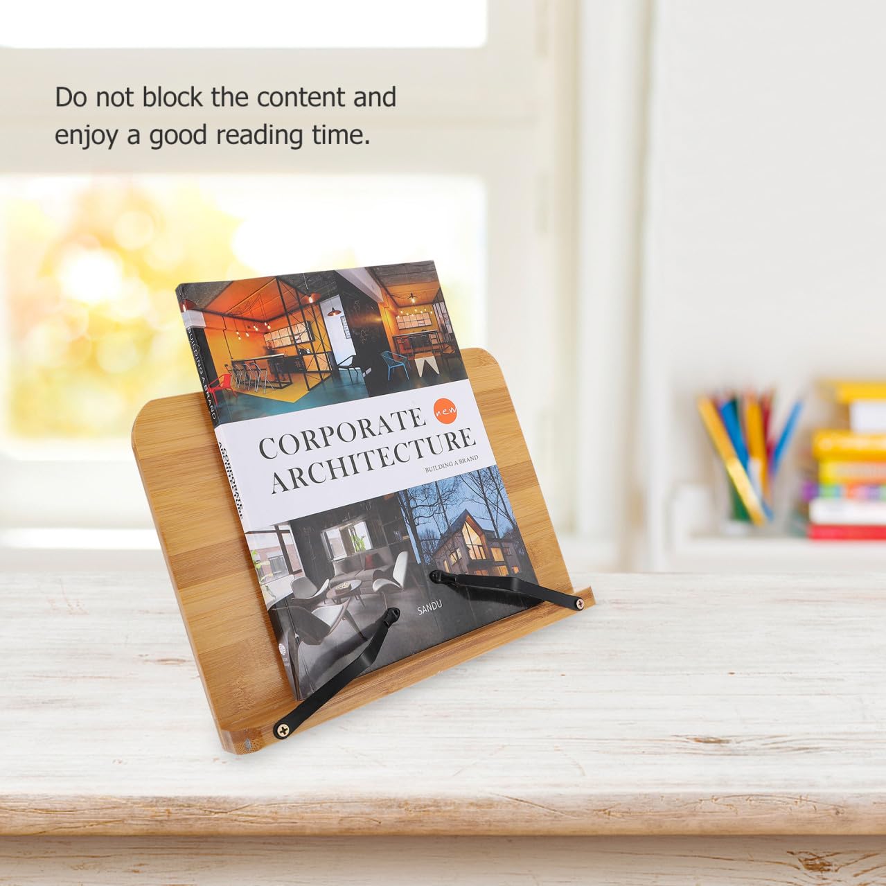 Leggio Libri da Scrivania in Bambù 1 Pezzo, Semplice | Colore Khaki, Design Creativo e Semplice, Uso Multifunzione per Biblioteche e Home Office
