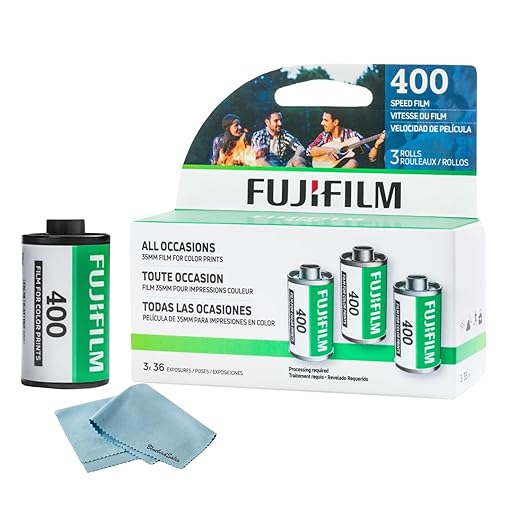 FUJIFILM 400 Color Negative Film (35mm Roll Film, 36 Exposures, 3-Rolls) + BluebirdSales Microfiber Cleaning Cloth