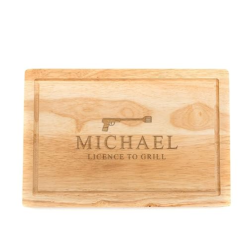 Personalized Wooden Bbq Cutting Board - Birthday Gift for Husband Boyfriend - Grilling Gifts for Men - James Bond Licensed to Grill - Funny Novelty