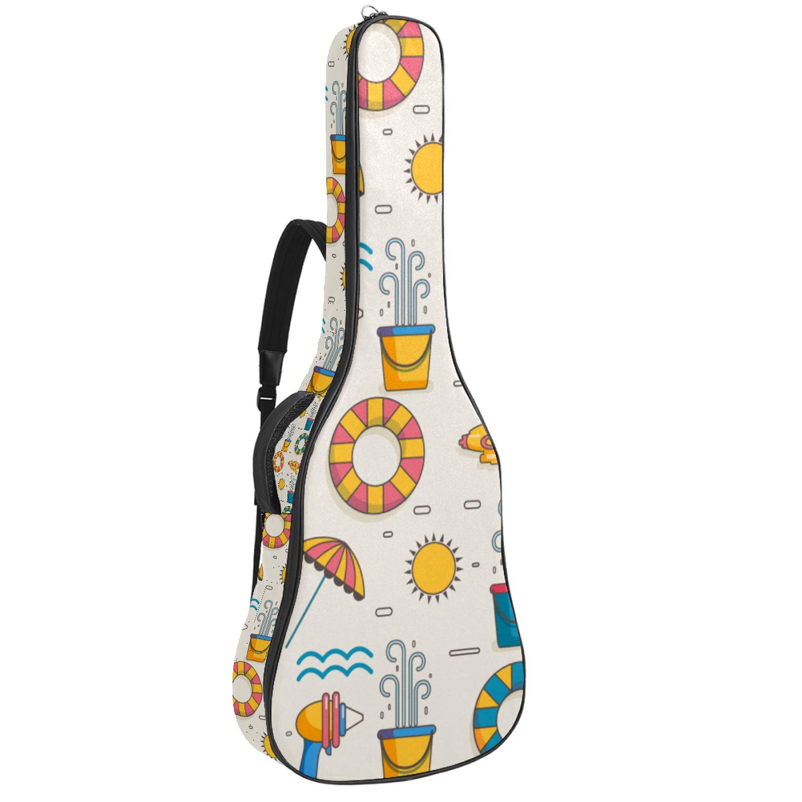 Gitarren-Gigbag, wasserdicht, Reißverschluss, weicher Gitarren-Rucksack, Bassgitarre, Akustik- und klassische Folk-Gitarre, Songkran Thai Wasserpistolen, Regenschirm, Schwimmring Sandalen