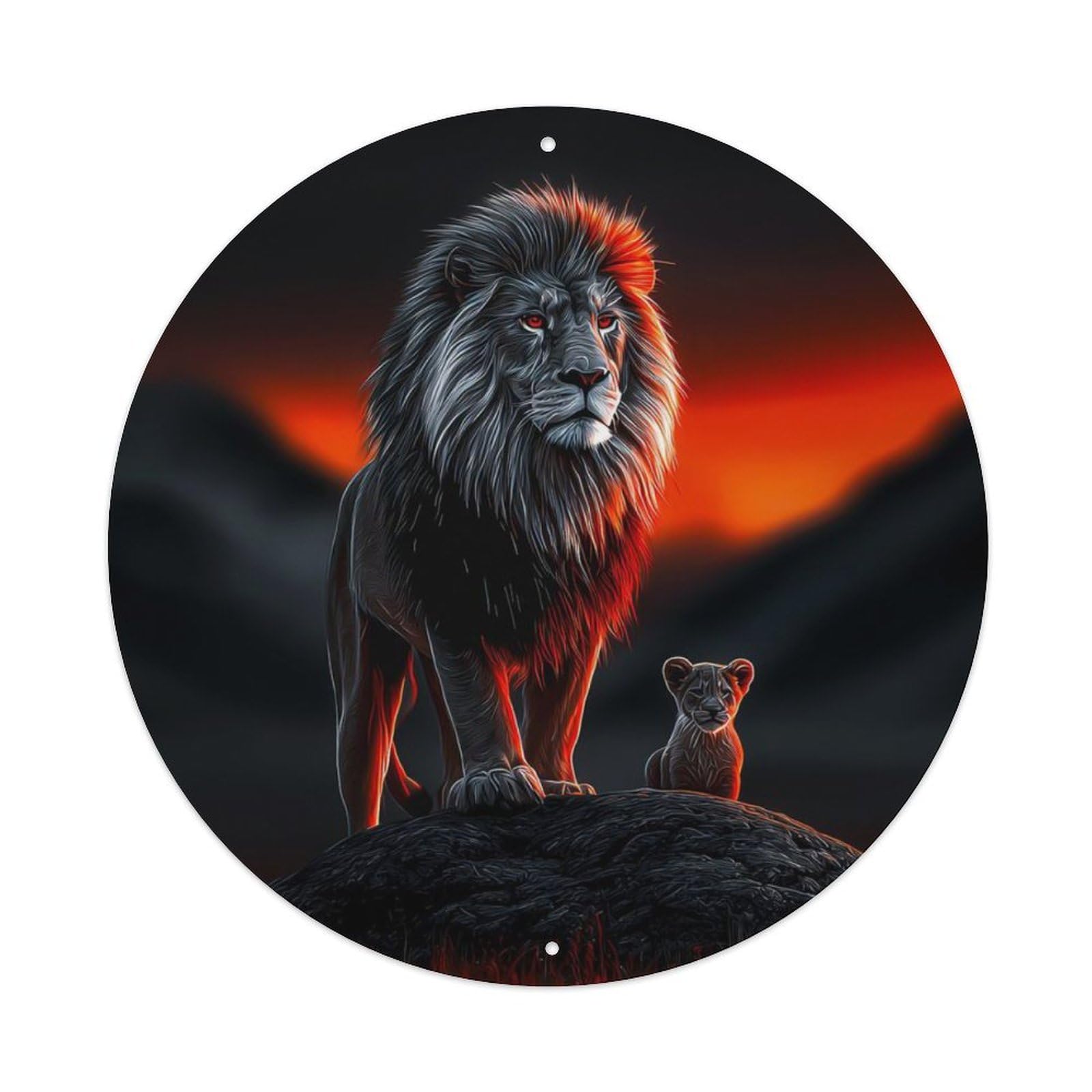 Animal Lion Cub African Savanna Dusk Protector Heritage Vintage Metal Tin Sign Plaque Wall Decor for Cafe, Club Bar, Office, Garden Metal Poster 8x8Inch