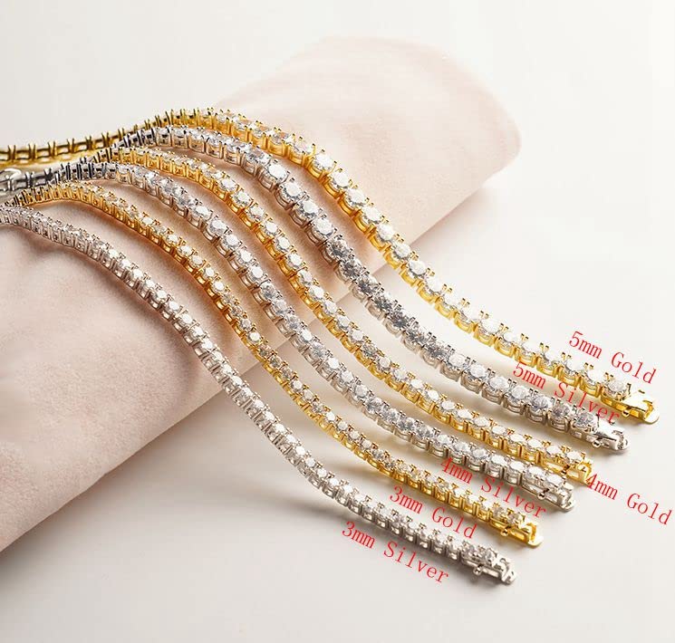 Set pulsera y cadena tenis para hombres bañada en oro miniatura 5