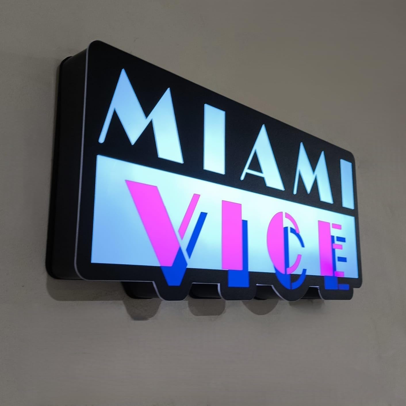 NEONSIGN Miami Inspired Vice Style LED Neon Sign with USB Dimmer – Retro 80s Wall Decor for Home Bar Lounge Game Room Energy-Saving Light (24x12 inches)