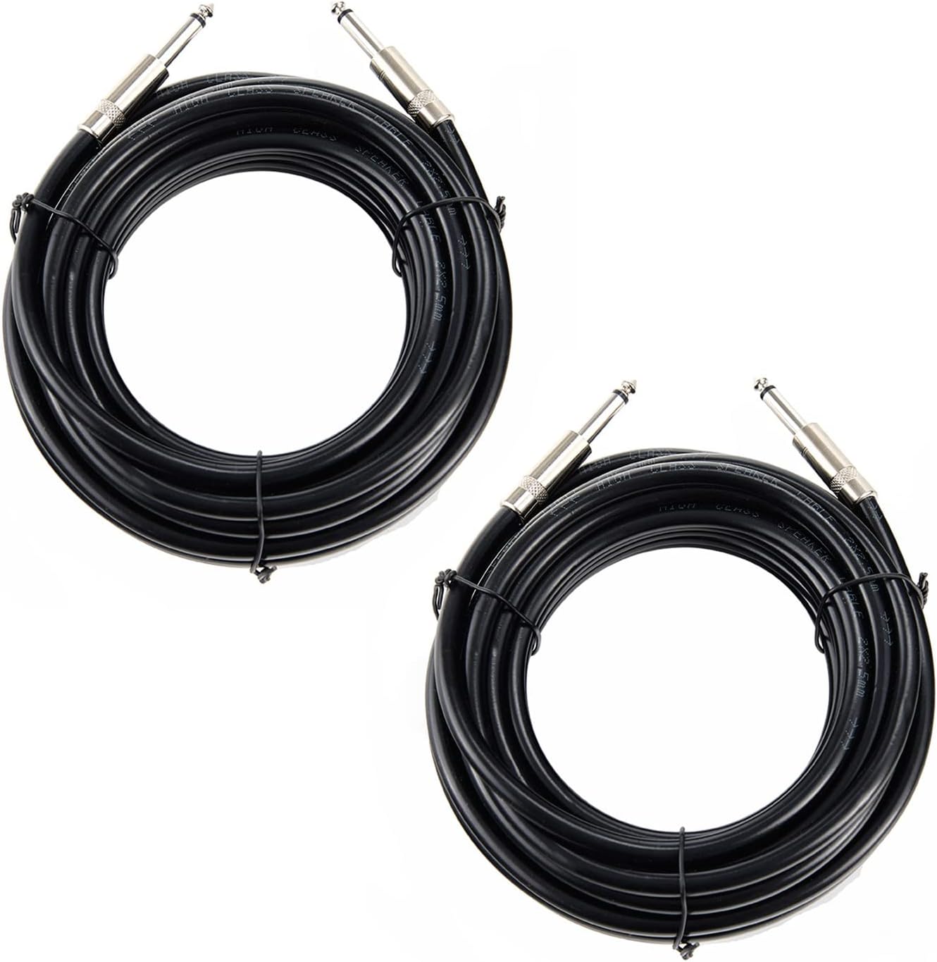 2PCS Professional 15 Feet 12 Gauge 1/4 Inch to 1/4 Inch Male Speaker Cables - 15ft 12AWG 6.35mm Stereo Audio Wires DJ Cables - 2 Pack