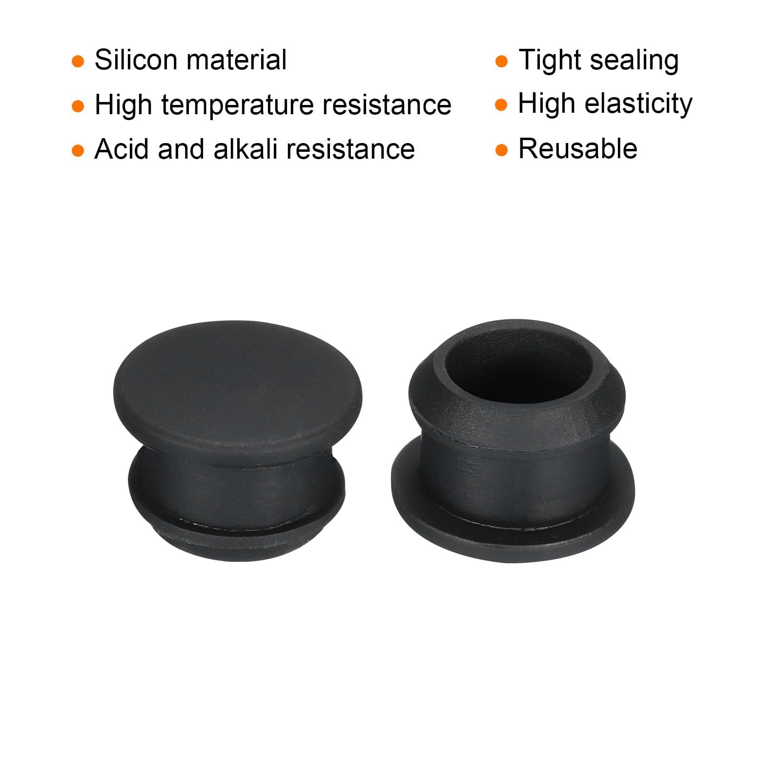 TA-VIGOR 30Pcs Silicone Snap in Locking Hole Plugs, 12.5mm Diameter Hole Stoppers, Rubber Panel Seal Cover Flush Type Panel Round for Kitchen Rubber Bulkheads Waterproof Sealing Plugs, Black - Image 3