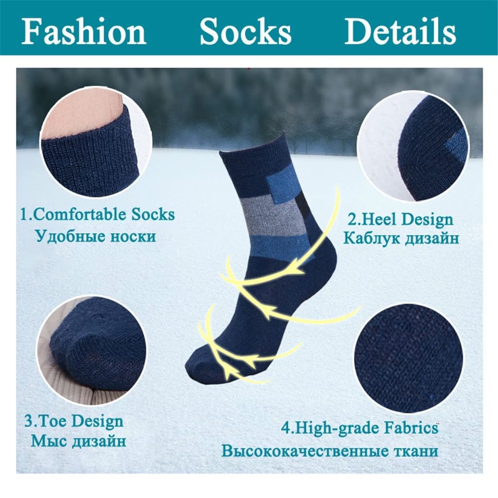 5 Pares/Lote Calcetines de Lana Masculino Invierno Casillería Cashmere Transpirable Calcetines Informales for Hombre Calcetines de Regalo (Color: A Tamaño: Un tamaño)