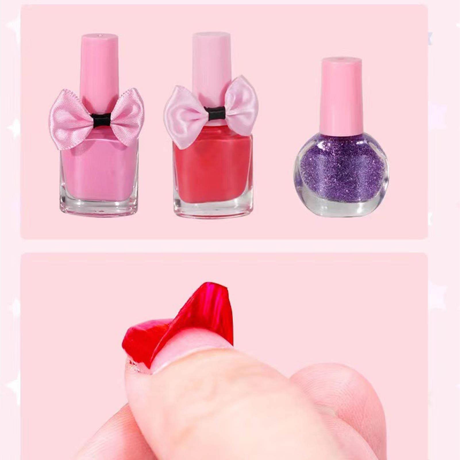 Keptfeet 4 Giocattoli Cosmetici per Ragazze | Kit per Trucco per Bambini | con Pennello per Trucco Rossetto | Set di Giochi per Trucchi Finti Regali per Natale, Ringraziamento, Compleanno