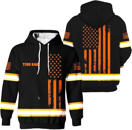 Alta visibilidad de la colección de la bandera de EE. UU. Nombre personalizado para trabajadores, corredores, camioneros, patrióticos