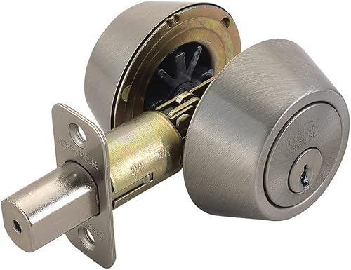 Design House 783829 Pro Series, cerrojo de doble cilindro con pestillo, níquel satinado