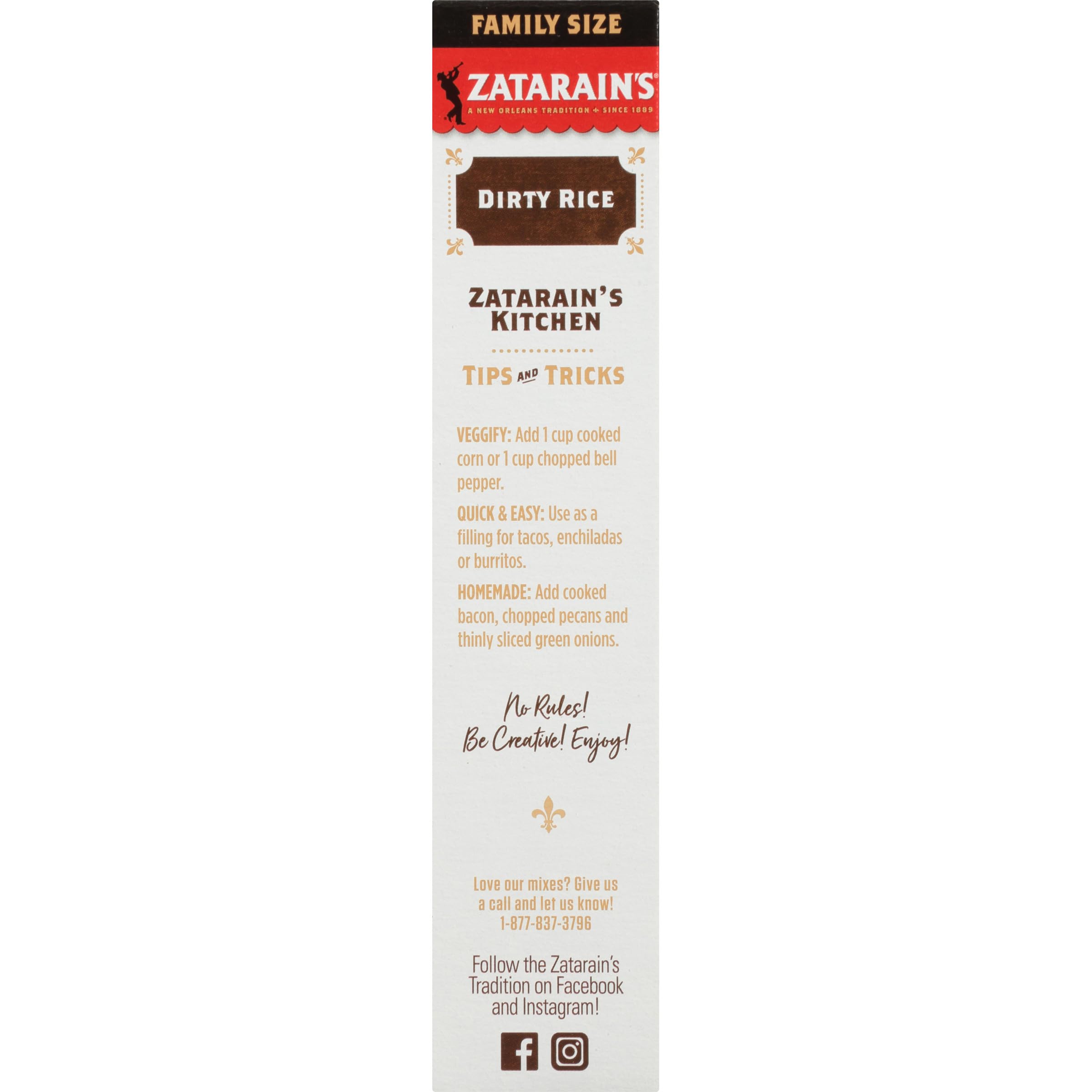 Zatarain's Rice Mix, Dirty Rice, Family Size, Gluten Free, No MSG Added, Long Grain White Rice, Onions and Bell Peppers with Cajun Seasonings, Made with Real Vegetables, 12 oz