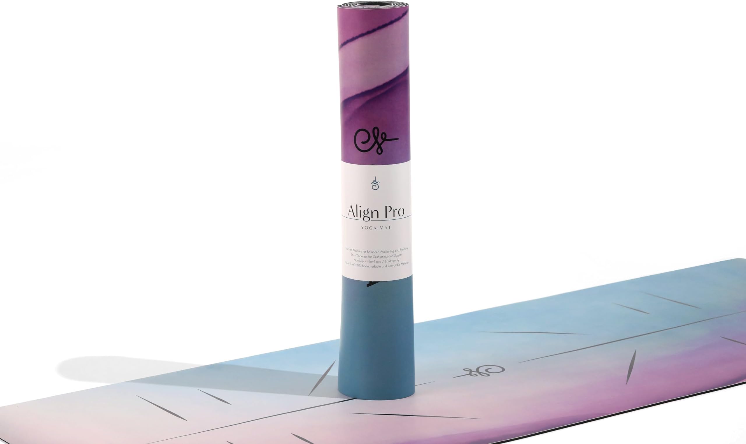 Omala"Align Pro" Luxurious Yoga Mat Non Slip Natural Rubber / PU for Pilates, Stretching, Excercise, Workout, Home, Floor, Gym & Studio Fitness, Meditation non toxic 5mm thickness Alignment Markers