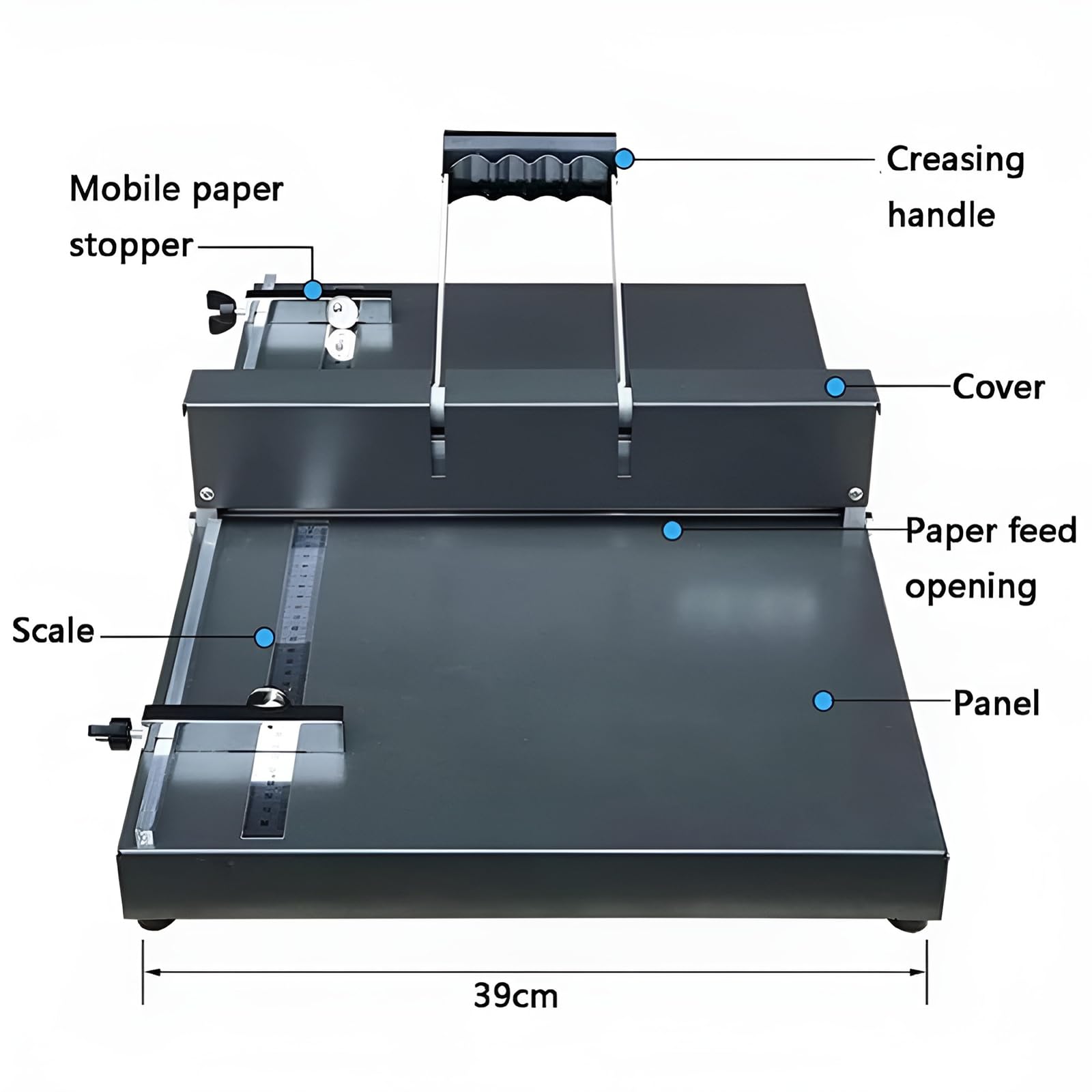 Manuelle Rillmaschine für Grußkarten, Hefte, Fotopapier, inklusive 2 verstellbaren Blöcken und Positionierungslineal, 350 mm Breite, einfach zu bedienen