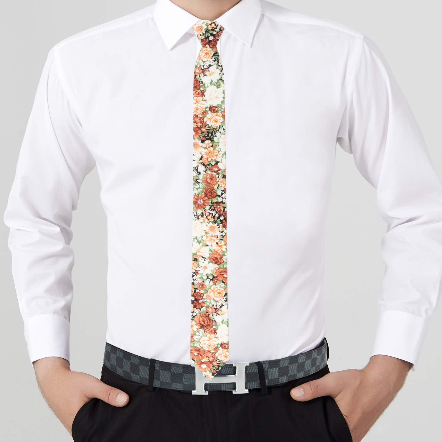 Corbatas flacas florales | Corbata de algodón | Corbata de boda para padrinos de boda para él | Corbata de flores para padrino de boda, Artesano floral 3