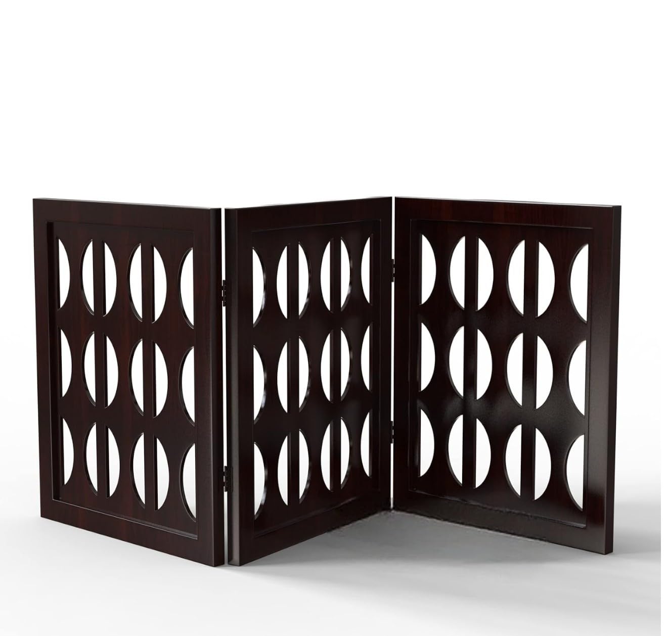 ARYAN WOOD- Engineered Wood 2 ft Foldable D Design 3 Panels Partition for Living Room, Room Divider, Room Separator (Brown)-image-33
