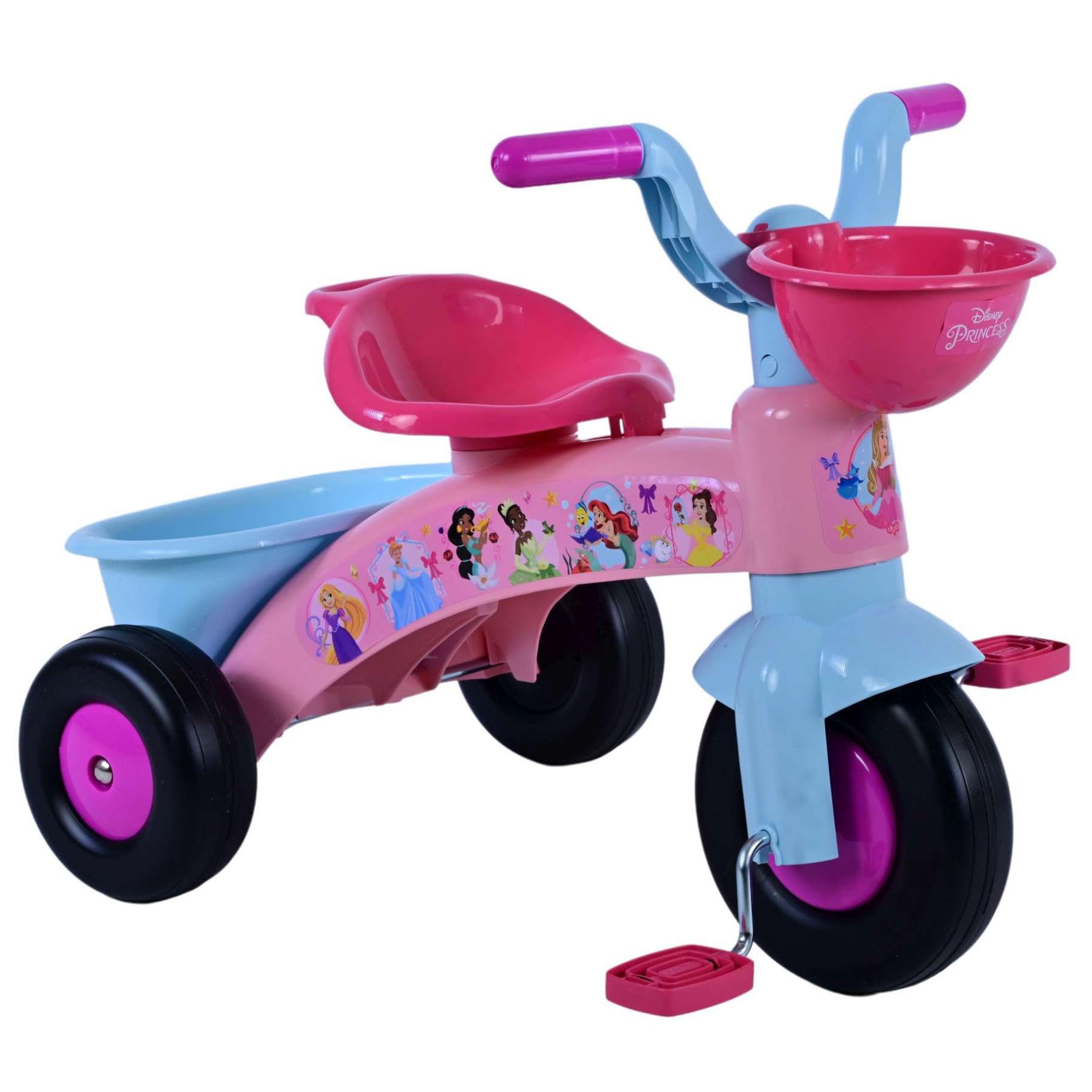 Disney Princess Kids Tricycle for 1-3 Year Olds - Toddler Bike Trike with Front & Back Storage Basket - Officially Licensed Kids' Trikes for Girls, 25kg Load Capacity, Pink