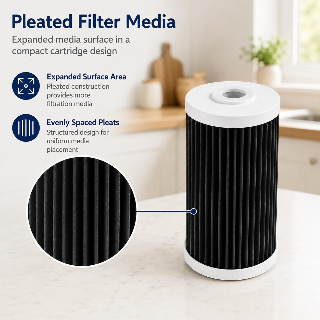 Filtro para toda la casa de 4.5 x 10 compatible con AO Smith WH-PREL-RCP, paquete de 3 | Cartuchos de repuesto de bloque de carbono de 5 micras para filtración de agua doméstica.