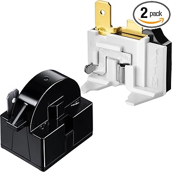 Mudder QP2-4.7 PTC Starter Relay 1 Pin Refrigerator Starter Relay and 6750C-0005P Overload Protector Compatible with LG Refrigerator Compressor, 2 Pieces in Total