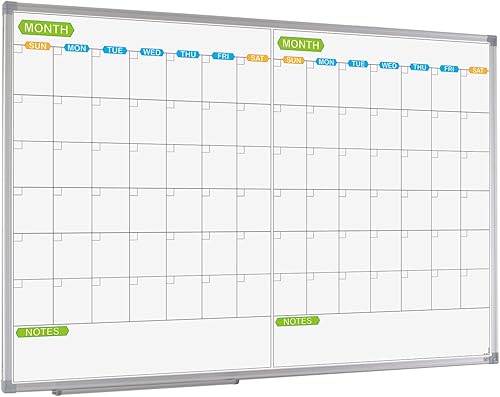 JILoffice Calendario mensual de borrado en seco de 15 x 12 pulgadas, pizarra de borrado en seco de doble cara, tablero de calendario, marco de