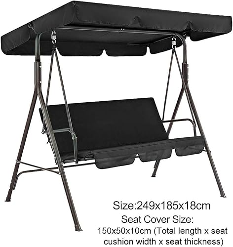 Miniatura 3 de Juego de funda para toldo de columpio de patio, cubierta superior de repuesto para columpio + funda de cojín para columpio de 3 plazas, cubierta