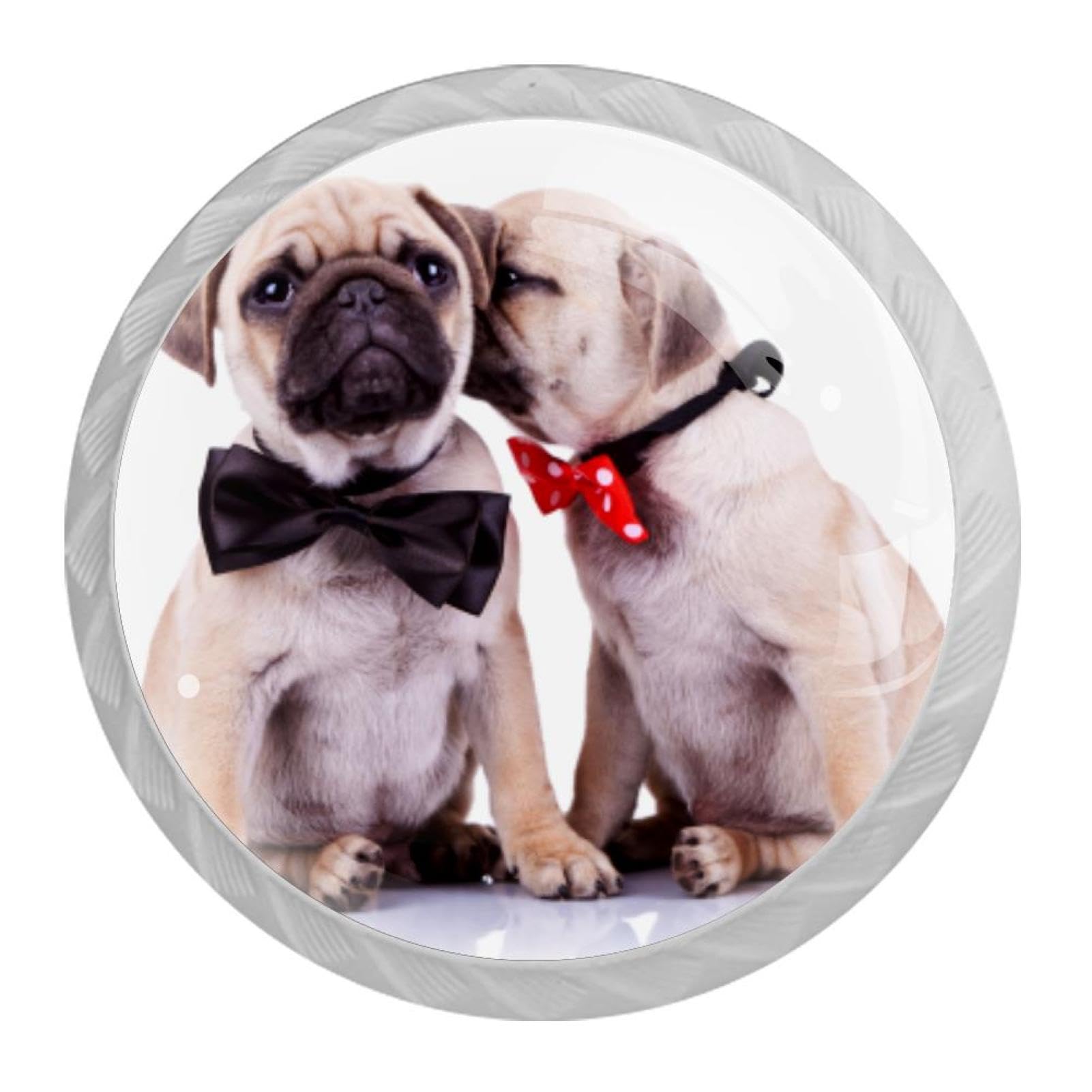 Tqmspg 4 Pieces Drawer Pulls Pugs Love Door Knobs Dresser Handles for Kitchen Wardrobe Cupboard Hardware Furniture