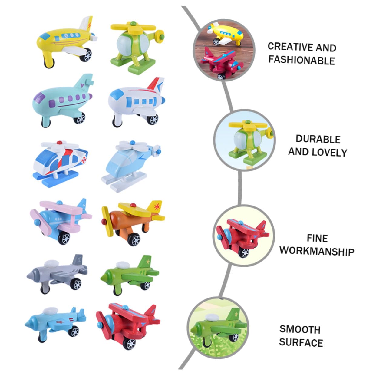 NOLITOY Mini Aviones de Madera 12 Piezas Modelo para Niños y Bebés
