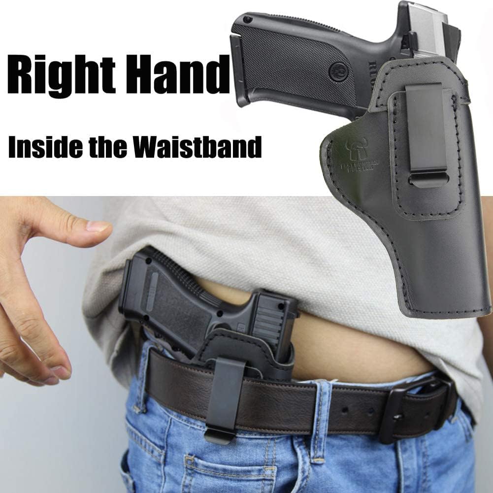 Right Hand Universal IWB Leather Holster + 2-Pack Magazine Holster, Fits: Ruger SR Series SR9/SR40/SR45 Full Size or Similar Sized Pistols