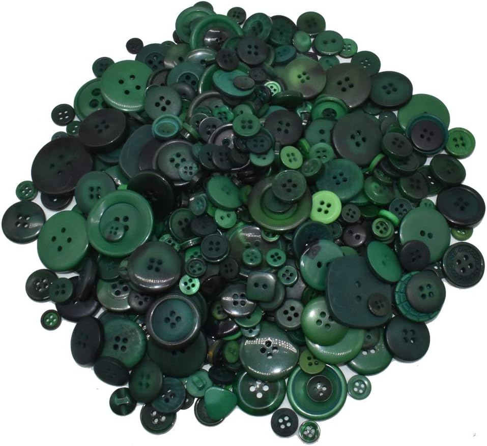 650 PCS Assorted Size Resin Round Buttons DIY Craft Sewing Decorations for Kid's Painting (ArmyGreen)
