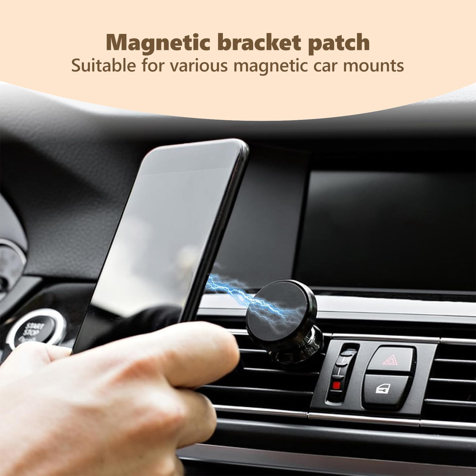 Calamite Per Cellulare Auto - 6 Piastre Metalliche Universali Adesive + Pellicole Protettive, Diametro 40 Mm, Per Supporti Magnetici - 2