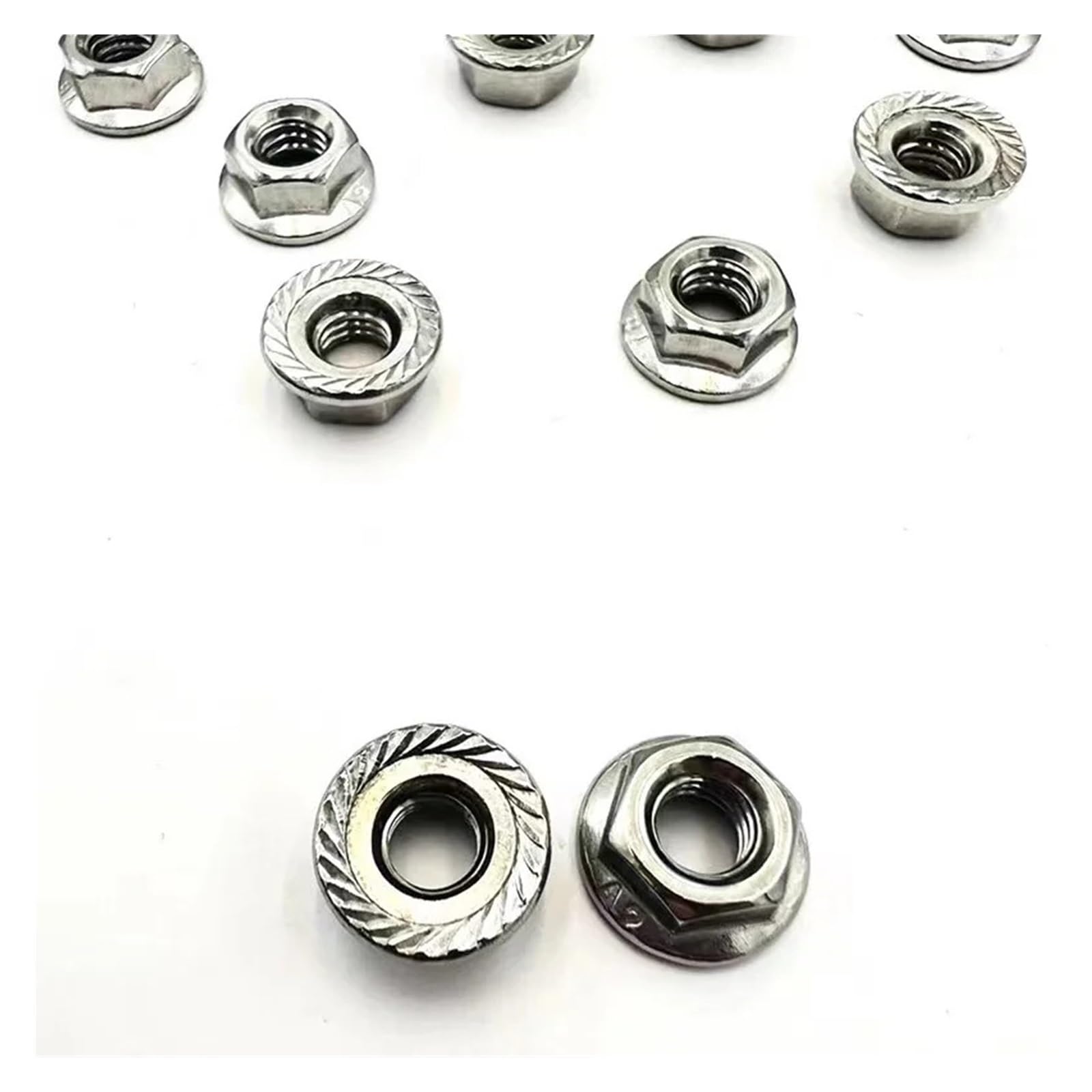 Nakrętka zabezpieczająca kołnierzowa, 5/50X M3 M4 M5 M6 M8 M10 M12 Stal nierdzewna Nakrętka kołnierzowa Spinlock z łbem sześciokątnym ząbkowanym, nakrętką zabezpieczającą(M5 50pcs)