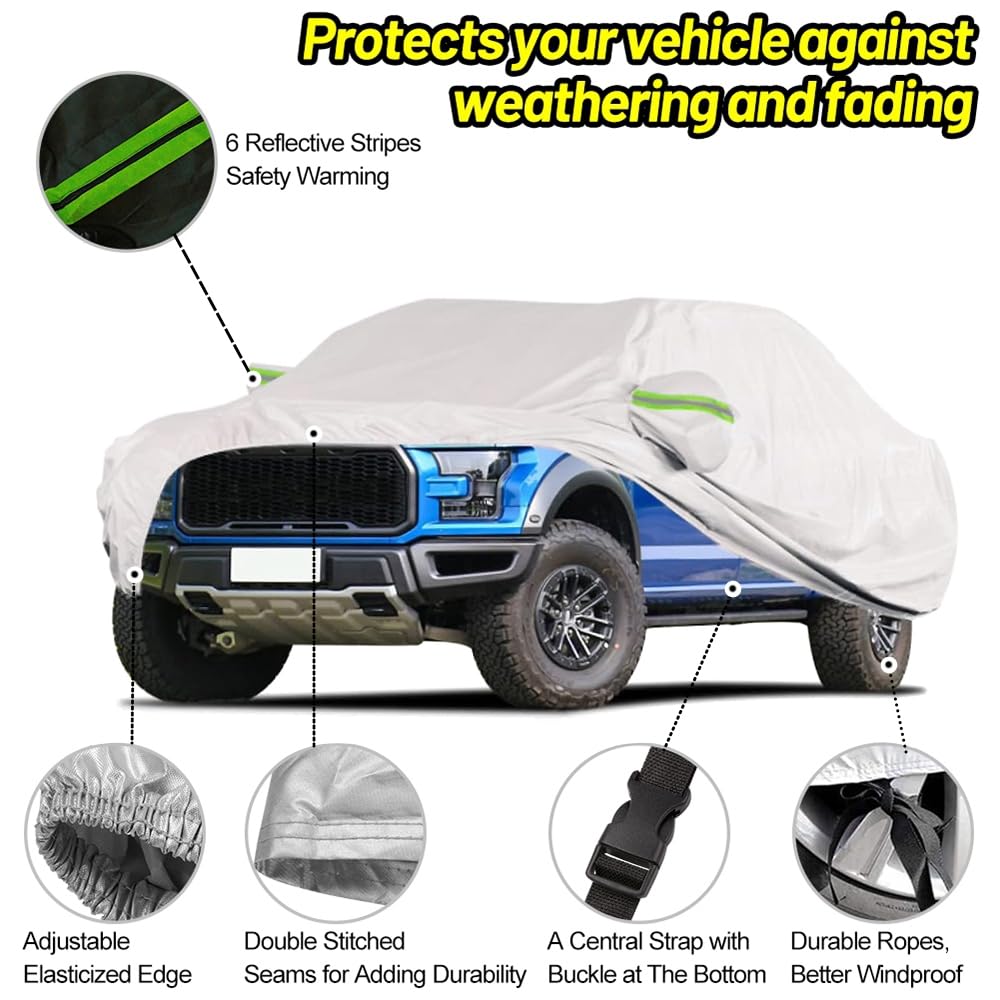 Blueshyhall Housse de Voiture Pickup, Tissu pour Ranger Hilux Tacoma Navara et Plus, 5,4 x 2 M Housse de Pick-Up 210T, Housse de Voiture Complète, Imperméable Bâche Intérieure et Extérieure