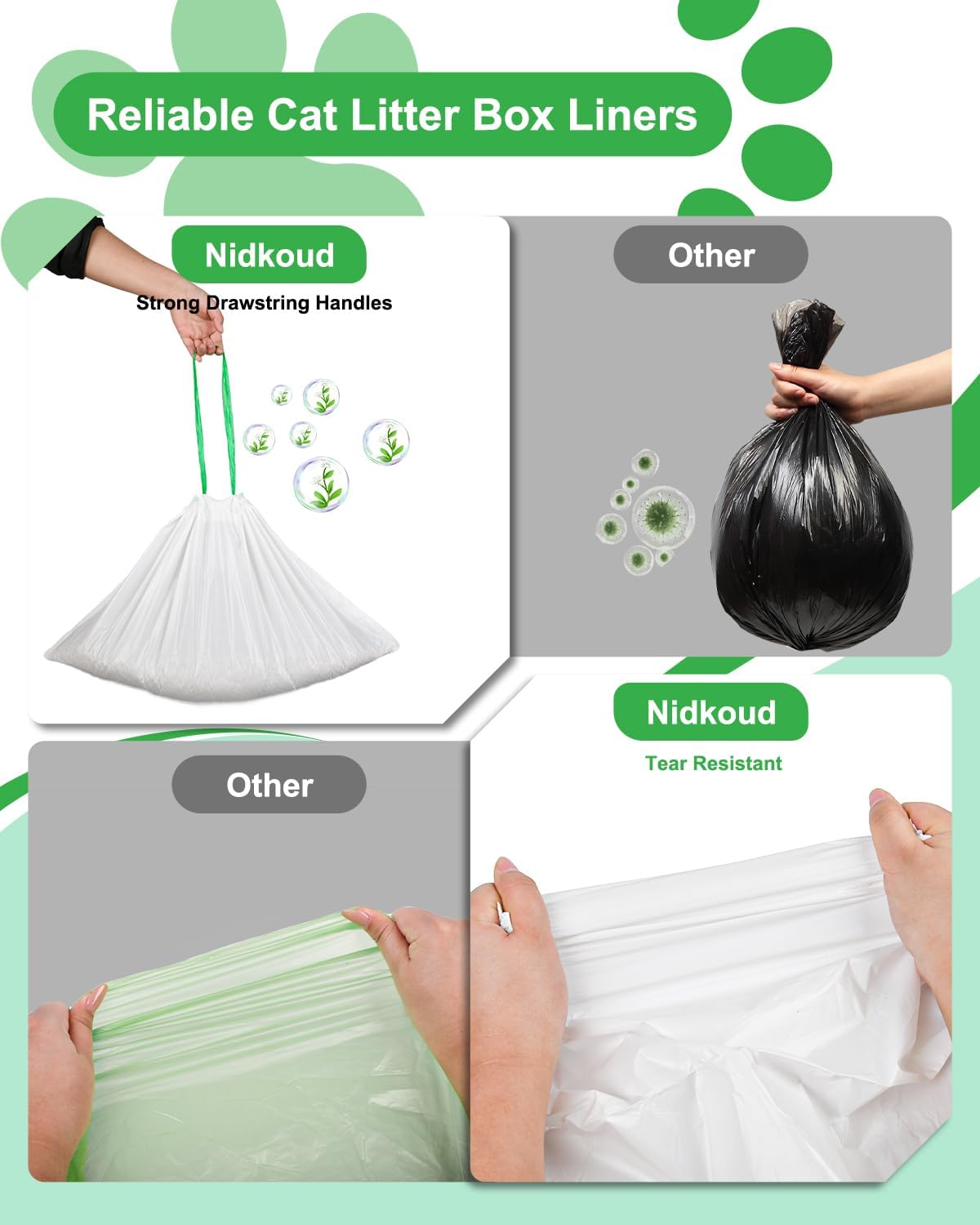 140 Count Cat Litter Bags Liners, Pre-separated Litter Robot Bags for Automatic Litter Boxes & Litter Robot 4/5/3, Thick 10-12 Gal Cat Waste Bags with Strong Ties, Fits Pans Under 24"