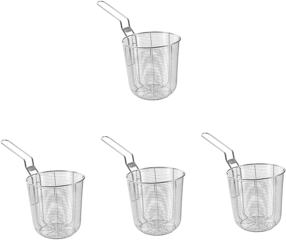 EVANEM 4pcs Hot Pot Colander Spider Strainer Stainless Steel Strainer Spagetti Frying Spoon Strainer Kitchen Noodle Strainer Deep Frying Basket Food Serving Strainers Home Supplies Mesh (Color : Silv