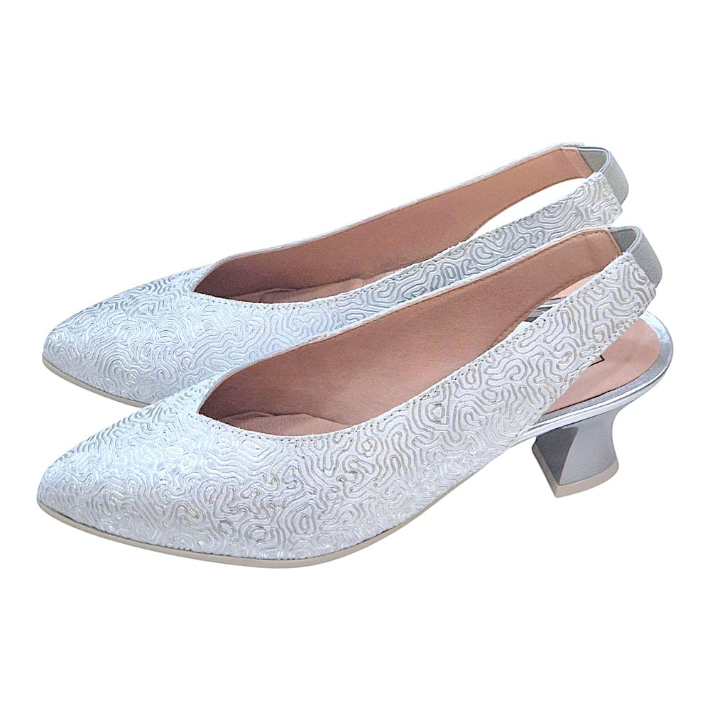 Pitillos - Zapato de Piel con tacón Medio,Destalonado,elástico en el Tobillo,clásico,salón,Punta Fina, para: Mujer