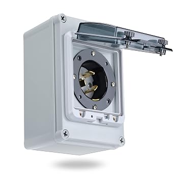 50 Amp Generator Power Inlet Box, NEMA SS 2-50P PB50 Generator Inlet Box for 3 Prong Generator Plug Inlet Box,125/250V, 12500W Receptacle Transfer Switches Weatherproof Outdoor Use