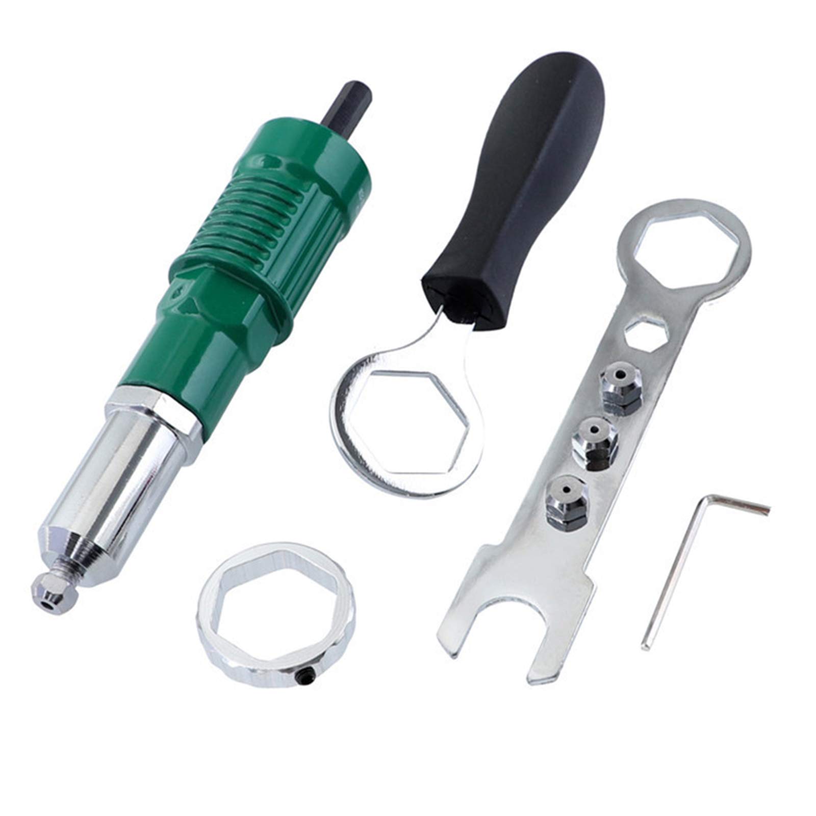 Adapter do nitów,Wiertarka elektryczna Narzędzie ręczne Pistolet do nitowania nakrętek,Adapter do nitonakrętek z chwytem sześciokątnym,Średnica nitu 2,4-4,8 mm