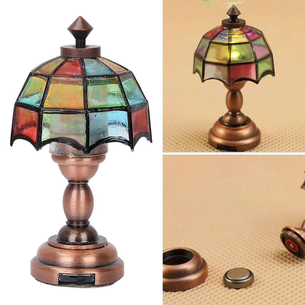 Syrisora 1:12 Doll House LED Lamp, Mini Simulation Light with Battery, Durable Alloy Plastic Decoration for Kids Dollhouse Accessories