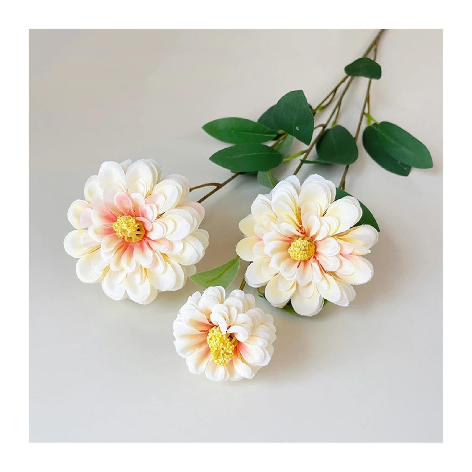 LuoAXINN Artificial Flower Branches 3 Heads Artificial Marigold Chrysanthemum Silk Peony Flower Branch(Champagne)
