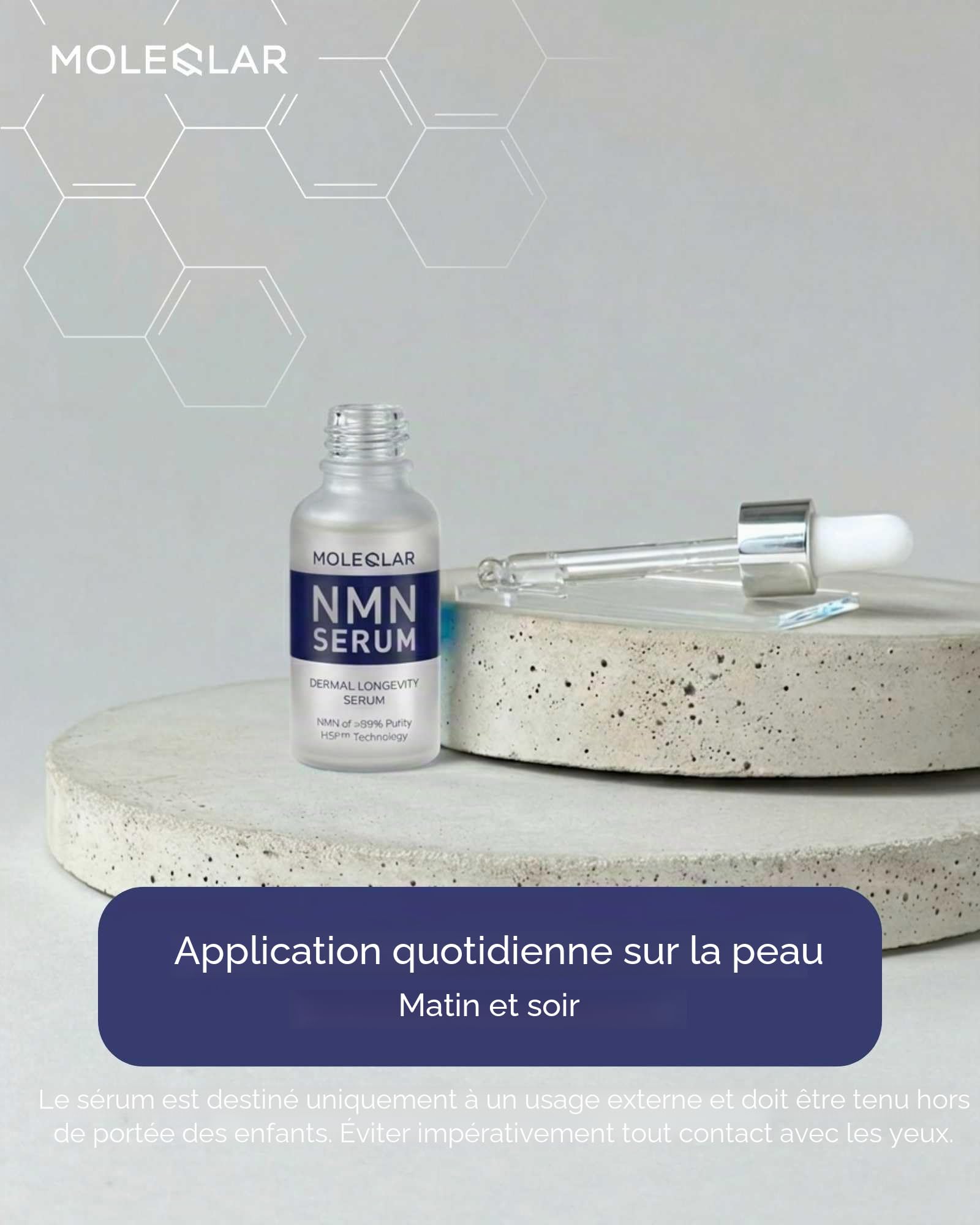 Sérum visage MoleQlar NMN 30 ml - Longévité pour votre peau - avec la technologie brevetée HSF et du NMN d'Uthever hautement purifié
