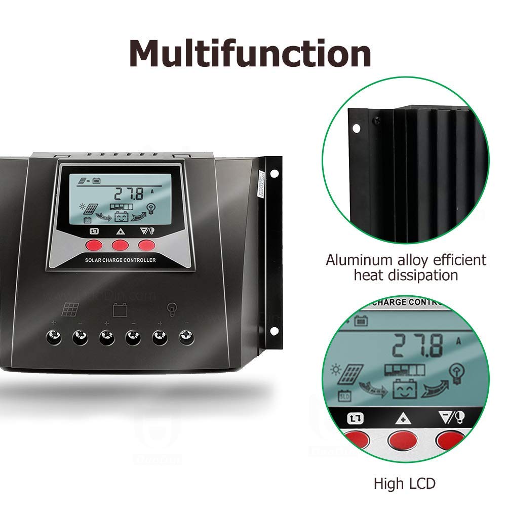 SolaMr 40A Régulateur de Charge Solaire 12V/24V avec Identification Automatique Intelligent Régulateur avec Écran LCD pour Batterie de Panneau Solaire - WP4024D