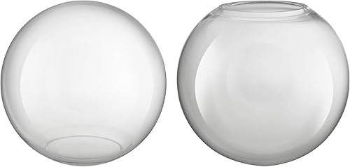 Aspen Creative 28005-60-2, Globo de vidrio transparente de 6 pulgadas, sin cuello para apliques de pared, ajustador 2-34", paquete de 2