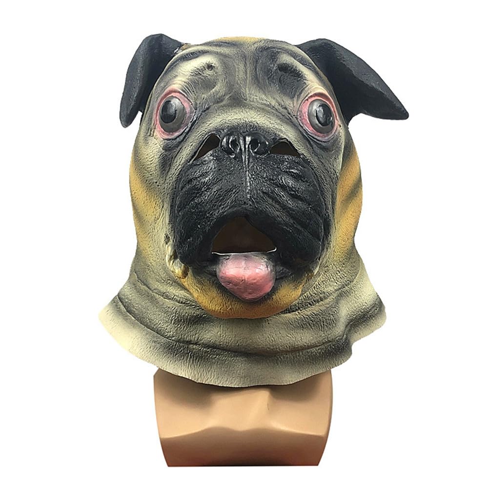Shar Pei maska na głowę psa na Halloween, kostium na całą twarz, maski, zwierzę, lateks, cosplay, przebranie, rekwizyty